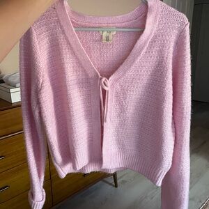 Pink Knit Cardigan Sweater